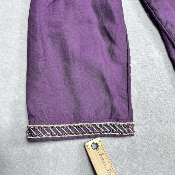 Soft Surroundings Top S Purple Tunic Embroidered Floral Metallic Beaded Boho - Picture 13 of 13